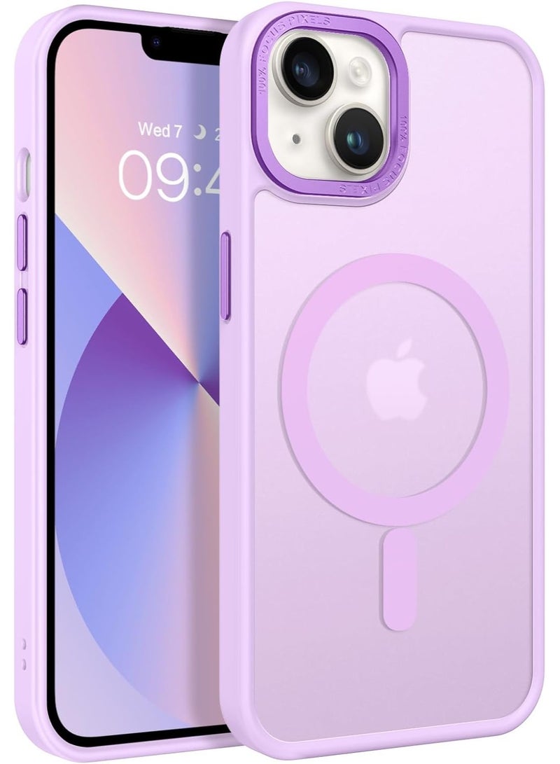 أكاليكس جراب مغناطيسي لهاتف آيفون 15 [مقاوم للصدمات ونحيف] غطاء خلفي صلب شفاف غير لامع مع حماية عالية الجودة | بنفسجي فاتح - Image 1